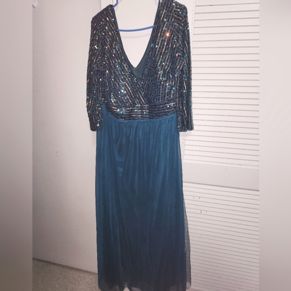 Plus size dark green emerald Sequin top dress with beautiful A-line skirt- 5xl